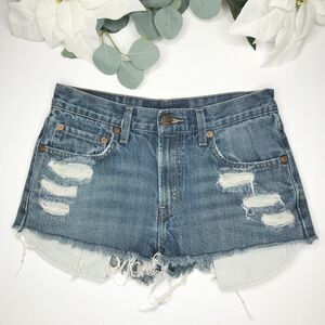 Furst Of A Kind Levis Womens Denim Cutoff Short 27 Frayed Hem Distressed Vintage